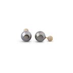 Tahitian pearl and diamond front-back earrings in 18K yellow gold