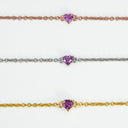 Pink sapphire heart bracelets in 925 sterling silver with rose gold, white rhodium and yellow gold finish