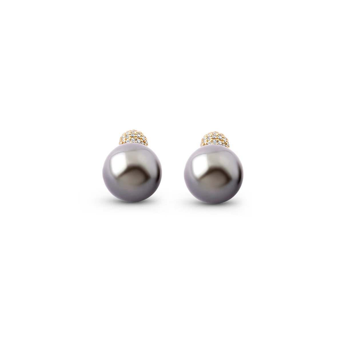 Tahitian pearl and diamond front-back earrings in 18K yellow gold, view 5