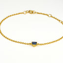 Blue sapphire heart bracelet, 925 silver with yellow gold plating