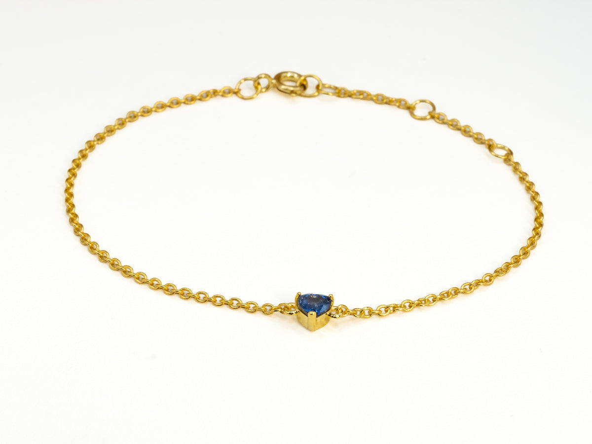 Armband met blauw saffierhart, 925 zilver, geelverguld