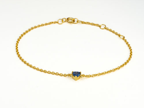 Armband met blauw saffierhart, 925 zilver, geelverguld