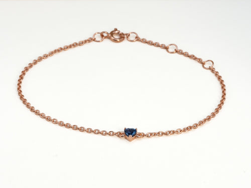 Armband met blauw saffierhart, 925 zilver, roséverguld