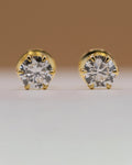 1 carat stud earrings in yellow gold plated 925 silver with two 0.50 ct lab-grown diamonds