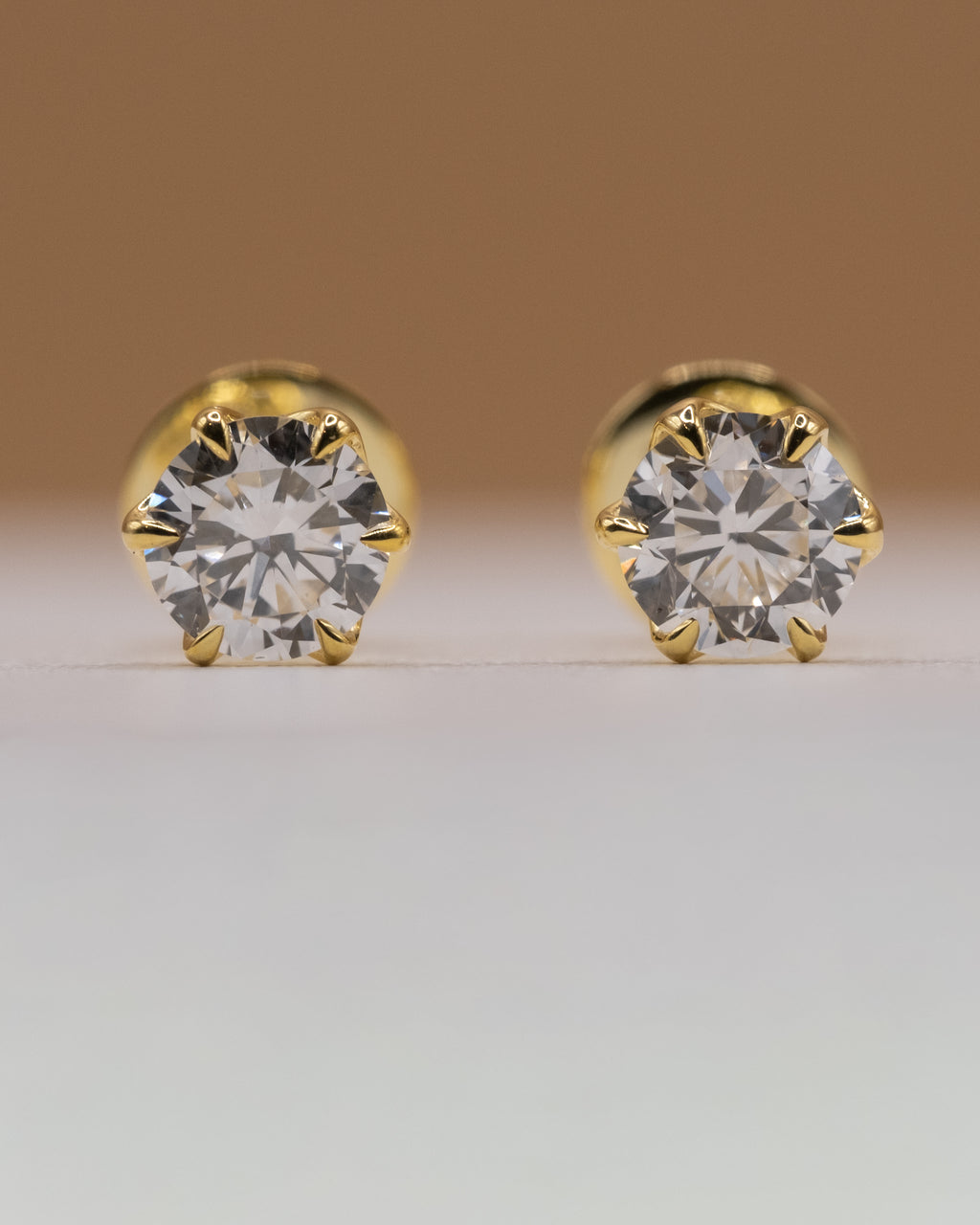 Lab-grown diamond stud earrings, 1 ct total, 925 silver with yellow gold plating