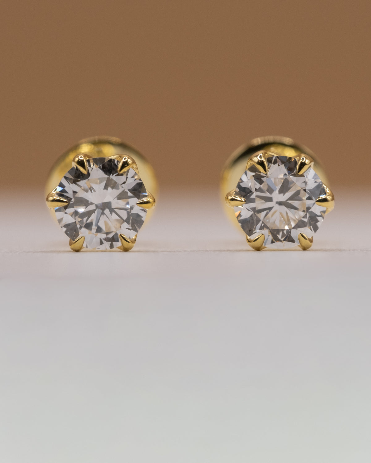 Lab-grown diamond stud earrings, 1 ct total, 925 silver with yellow gold plating