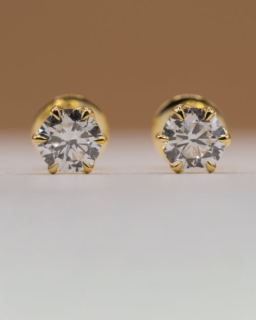 Lab-grown diamond stud earrings, 1 ct total, 925 silver with yellow gold plating