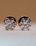 1 carat stud earrings in rose gold plated 925 silver with two 0.50 ct lab-grown diamonds