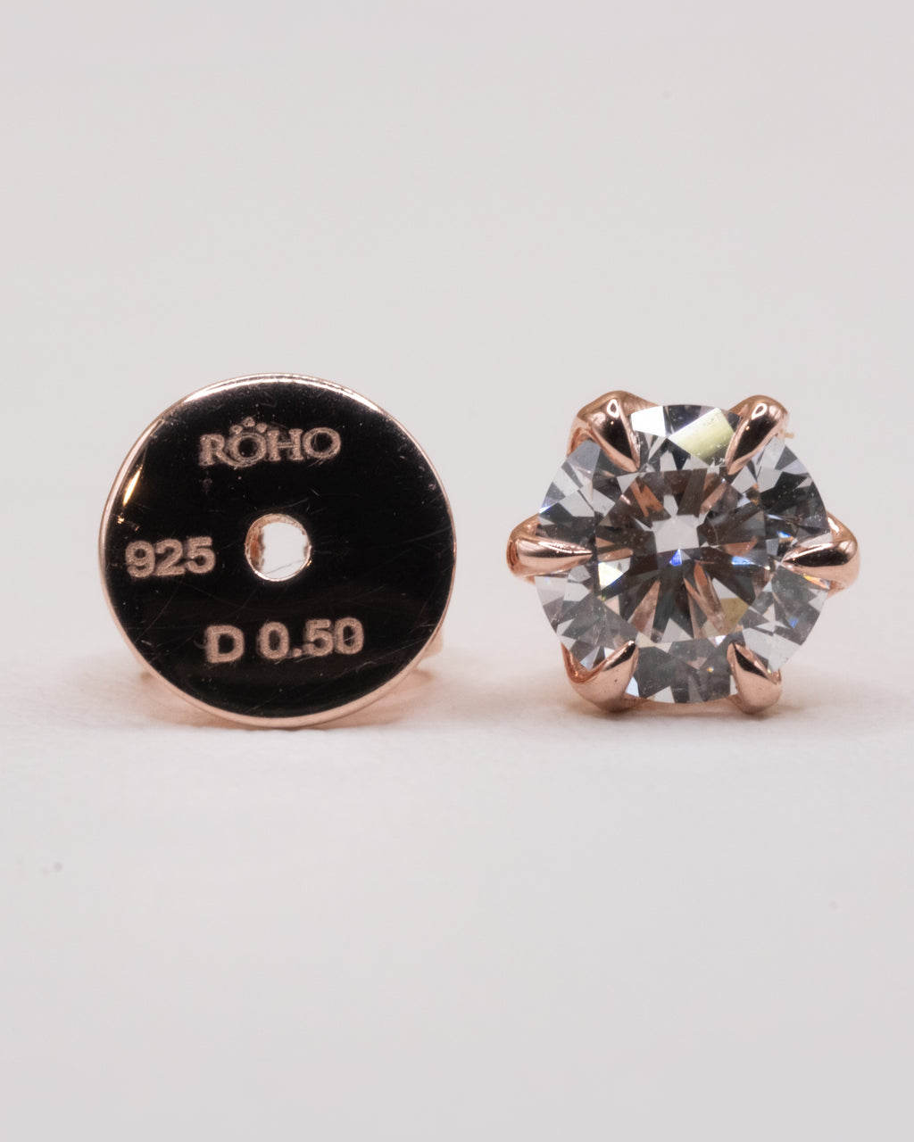 Earring back stamped ROHO 925 D 0.50, rose gold plated