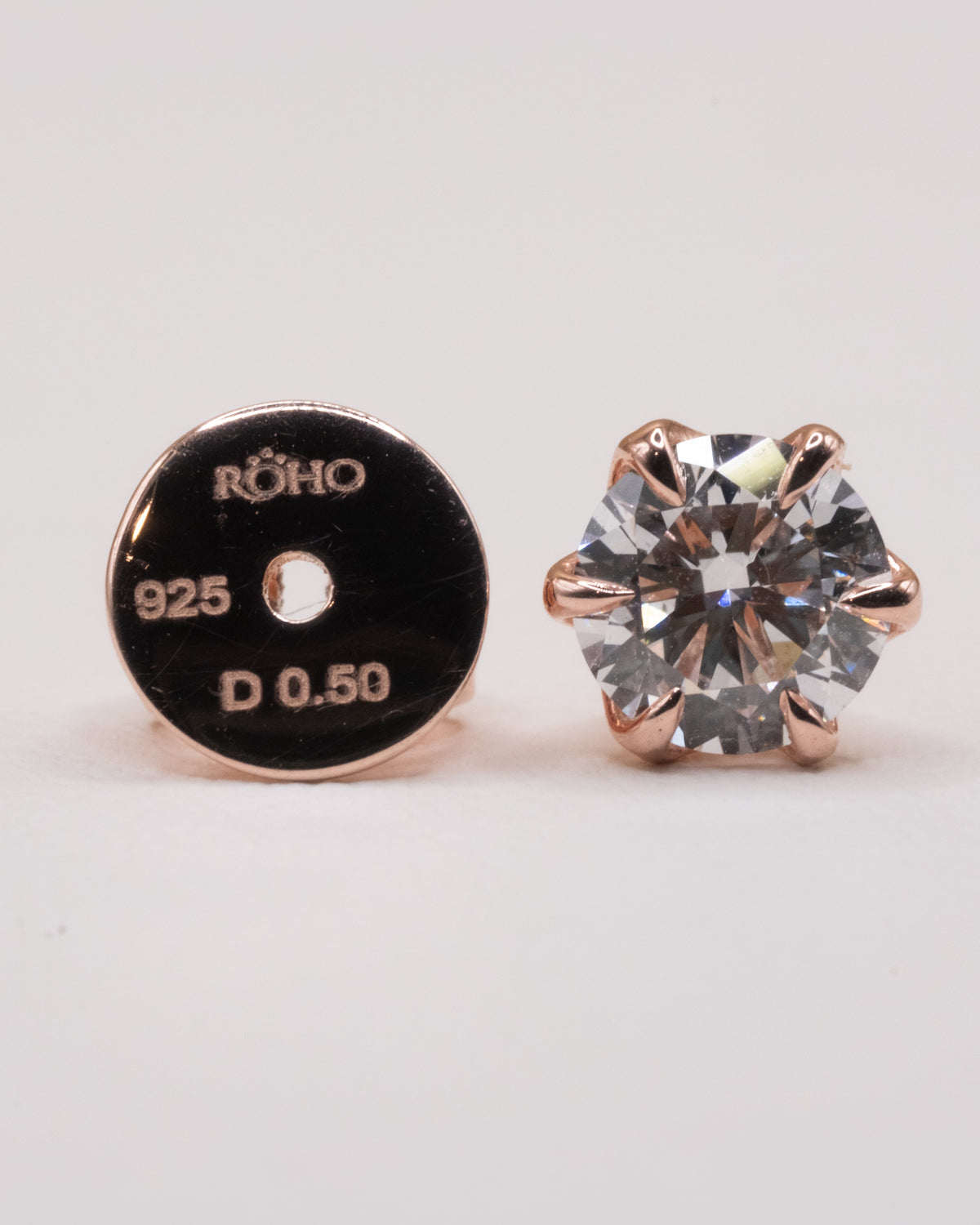 Earring back stamped ROHO 925 D 0.50, rose gold plated