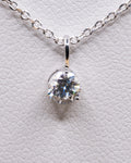 Close up of the 0.50 ct lab-grown diamond pendant in a white rhodium setting