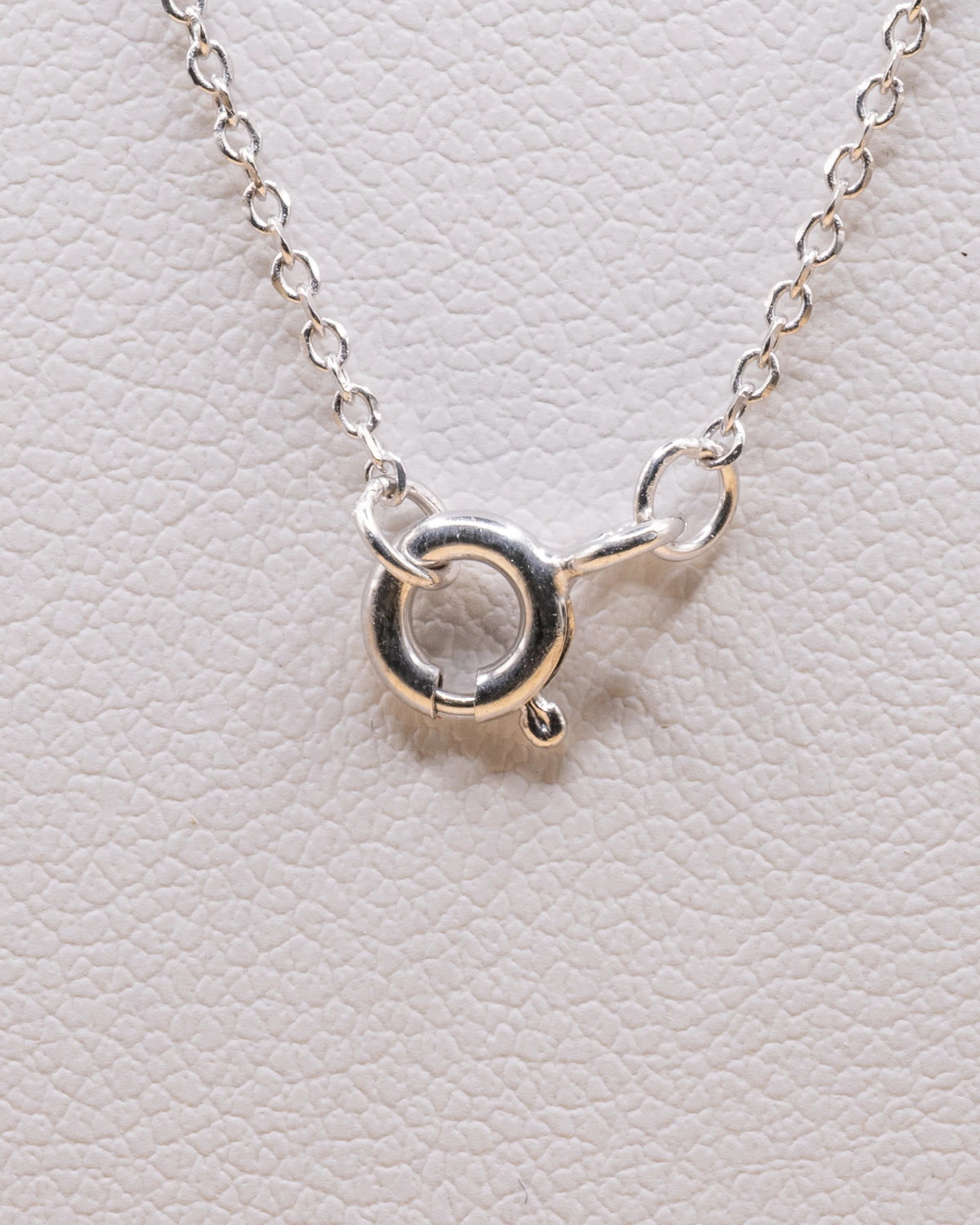 Spring ring clasp on the white rhodium plated 925 silver chain
