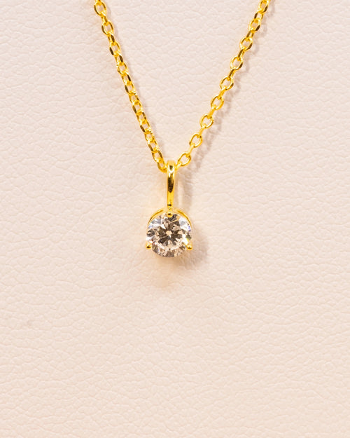 Yellow gold plated 0.25 ct lab-grown diamond pendant on a cable chain