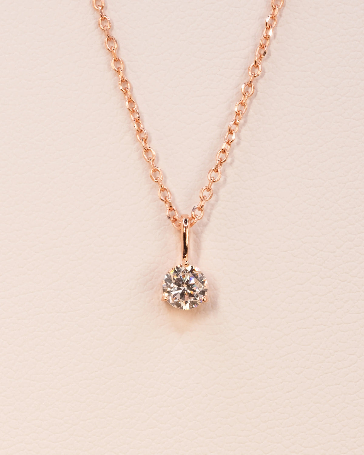 Rose gold plated 0.50 ct lab-grown diamond pendant on a cable chain