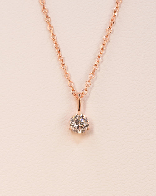 Rose gold plated 0.50 ct lab-grown diamond pendant on a cable chain