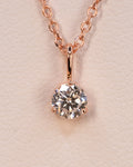 Close up of the 0.50 ct lab-grown diamond pendant in a rose gold plated setting