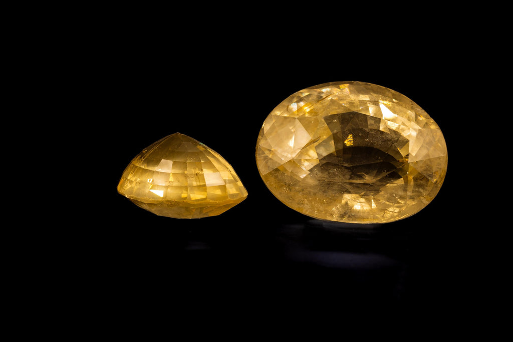 57.02 ct pair of antique unheated Ceylon yellow sapphires, view 5