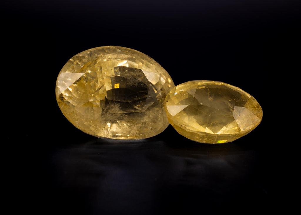 57.02 ct pair of antique unheated Ceylon yellow sapphires, view 6