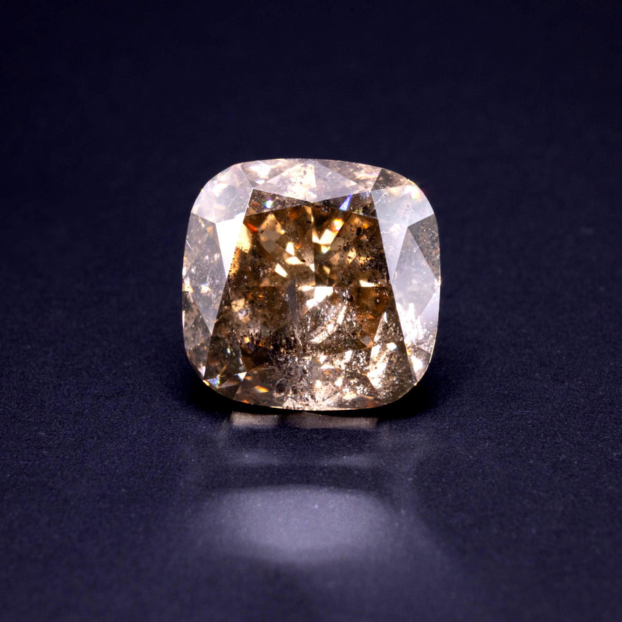 5.20 ct 무처리 천연 브라운 코냑 다이아몬드, 쿠션 컷