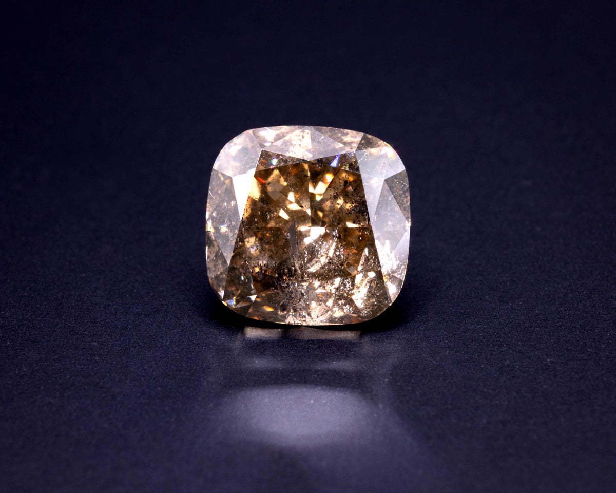5.20 ct untreated natural brown cognac diamond, cushion cut