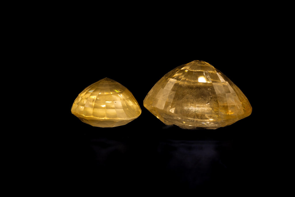 57.02 ct pair of antique unheated Ceylon yellow sapphires, view 4