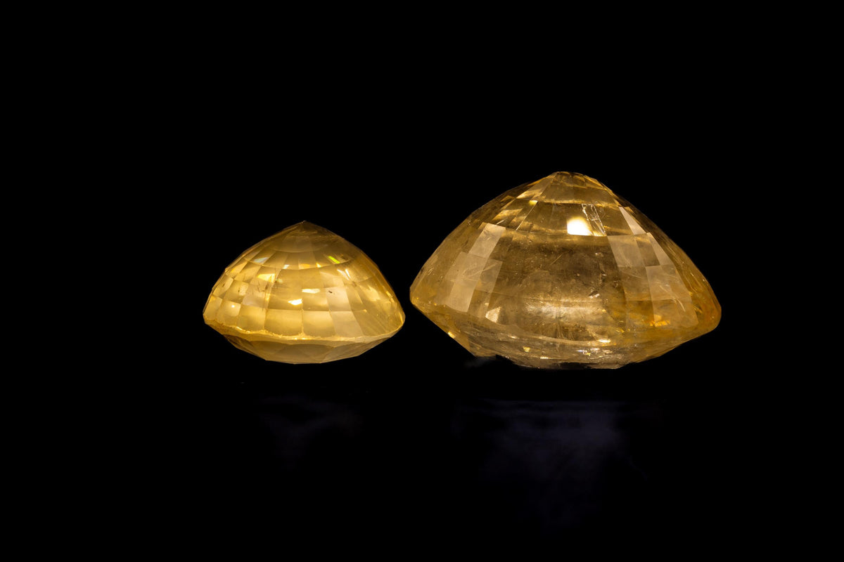 57.02 ct pair of antique unheated Ceylon yellow sapphires, view 4