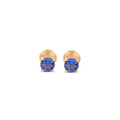 Blue sapphire screw back stud earrings for girls in 18K gold