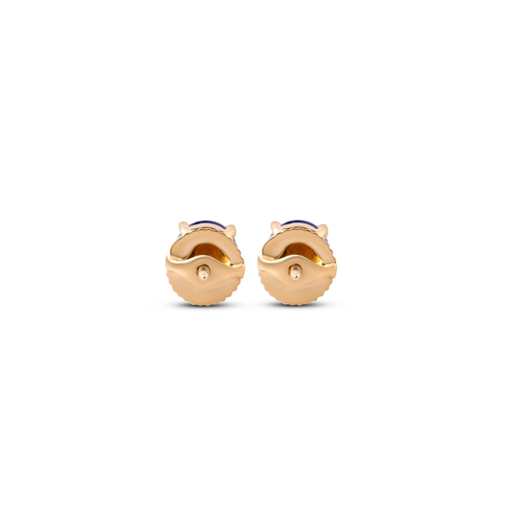 Blue sapphire screw back stud earrings for girls in 18K gold, view 6