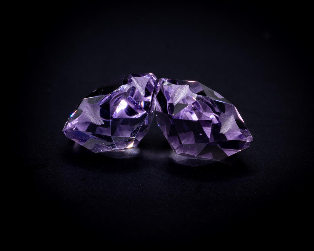 Lavendelfarbenes Amethyst-Paar, 3 ct, Blumenschliff, lose, Ansicht 3