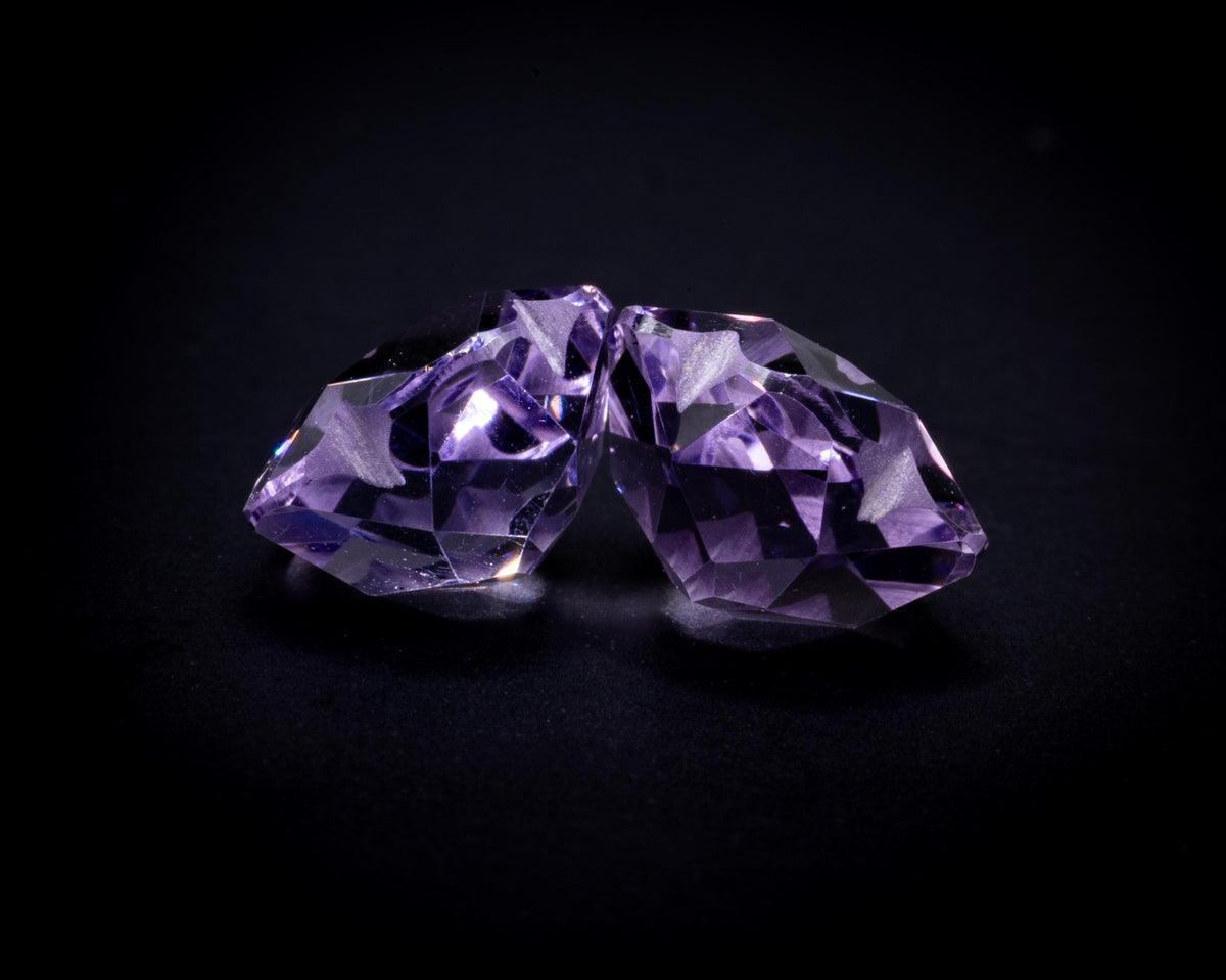 3 ct lavender amethyst matched pair, flower cut, loose, view 3