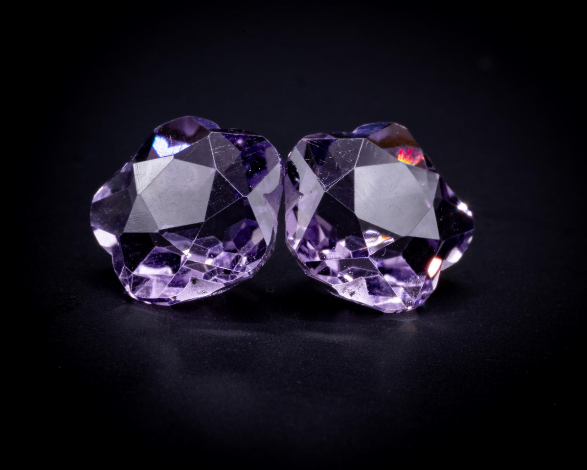 3 ct lavender amethyst matched pair, flower cut, loose