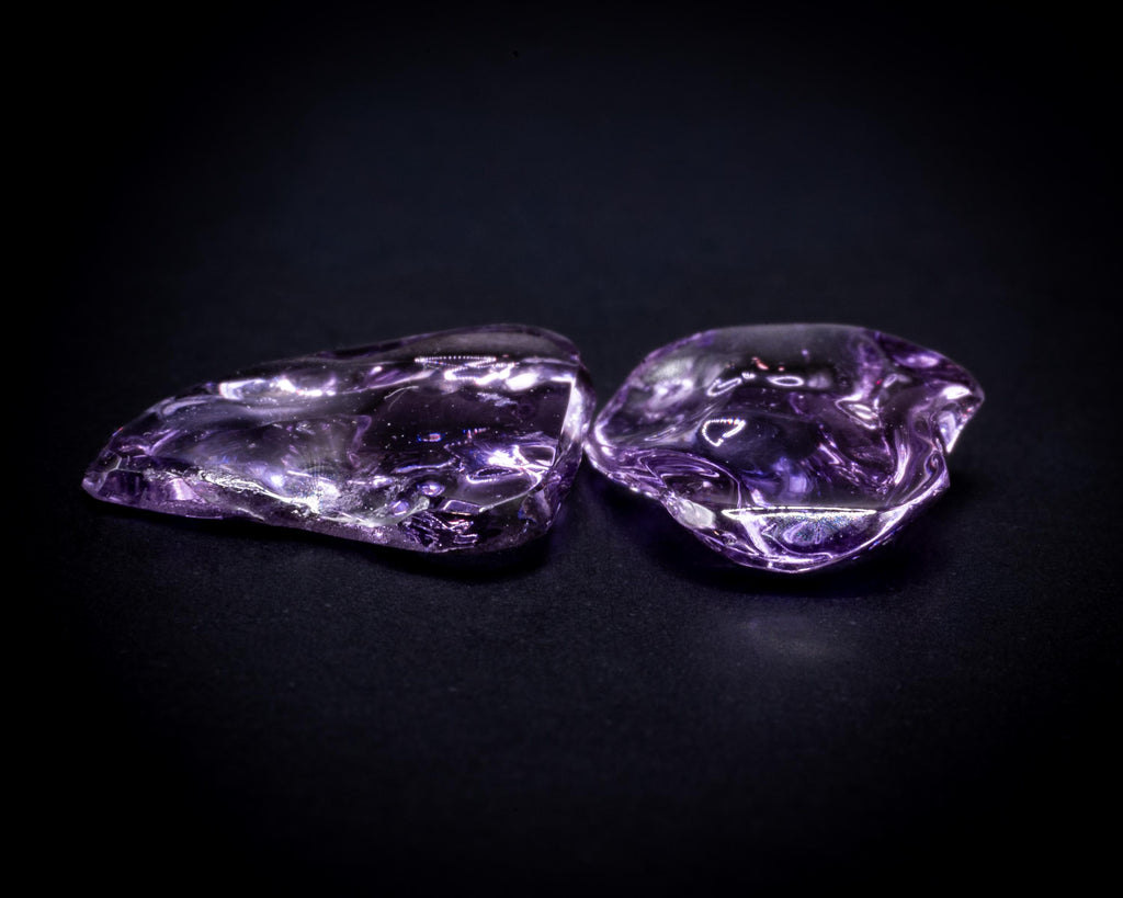 3.08 ct unheated lavender purple Ceylon sapphire pair, tumbled, view 4