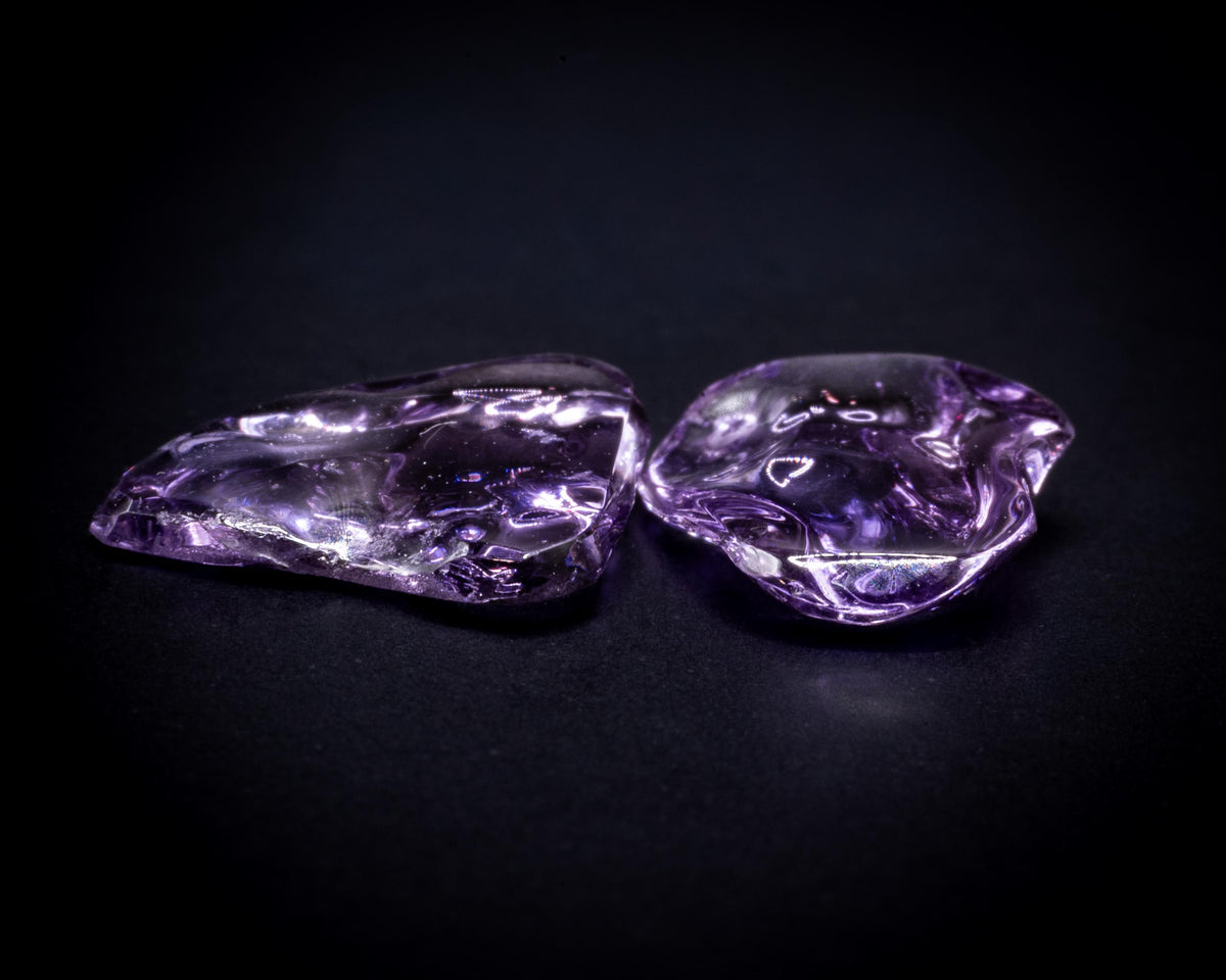 3.08 ct unheated lavender purple Ceylon sapphire pair, tumbled, view 4