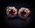 Rubin-Ohrstecker mit Diamant-Halo in 18K Roségold, Ansicht 14