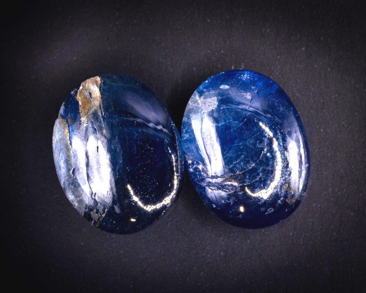 5.93 ct Madagascar blue sapphire cabochon pair, oval, view 3