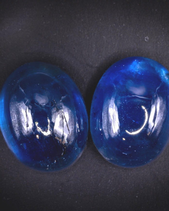 5.93 ct Madagascar blue sapphire cabochon pair, oval