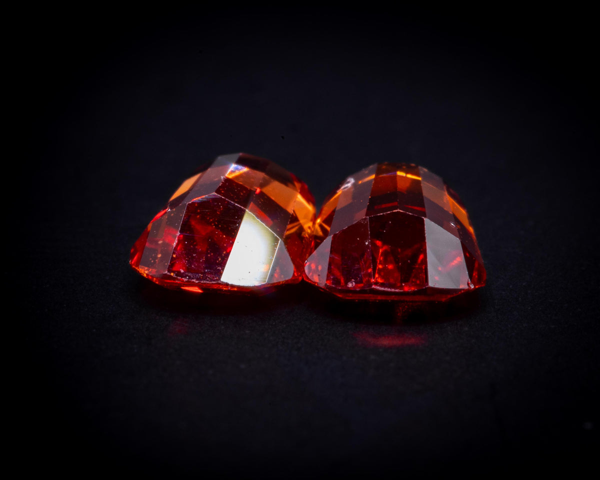 1.55 ct vintage orange sapphire pair, tapered baguettes, view 6