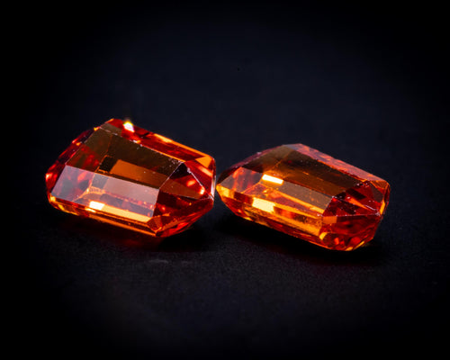 Vintage-Paar orangefarbener Saphire, 1.06 ct, Bullet-Schliff