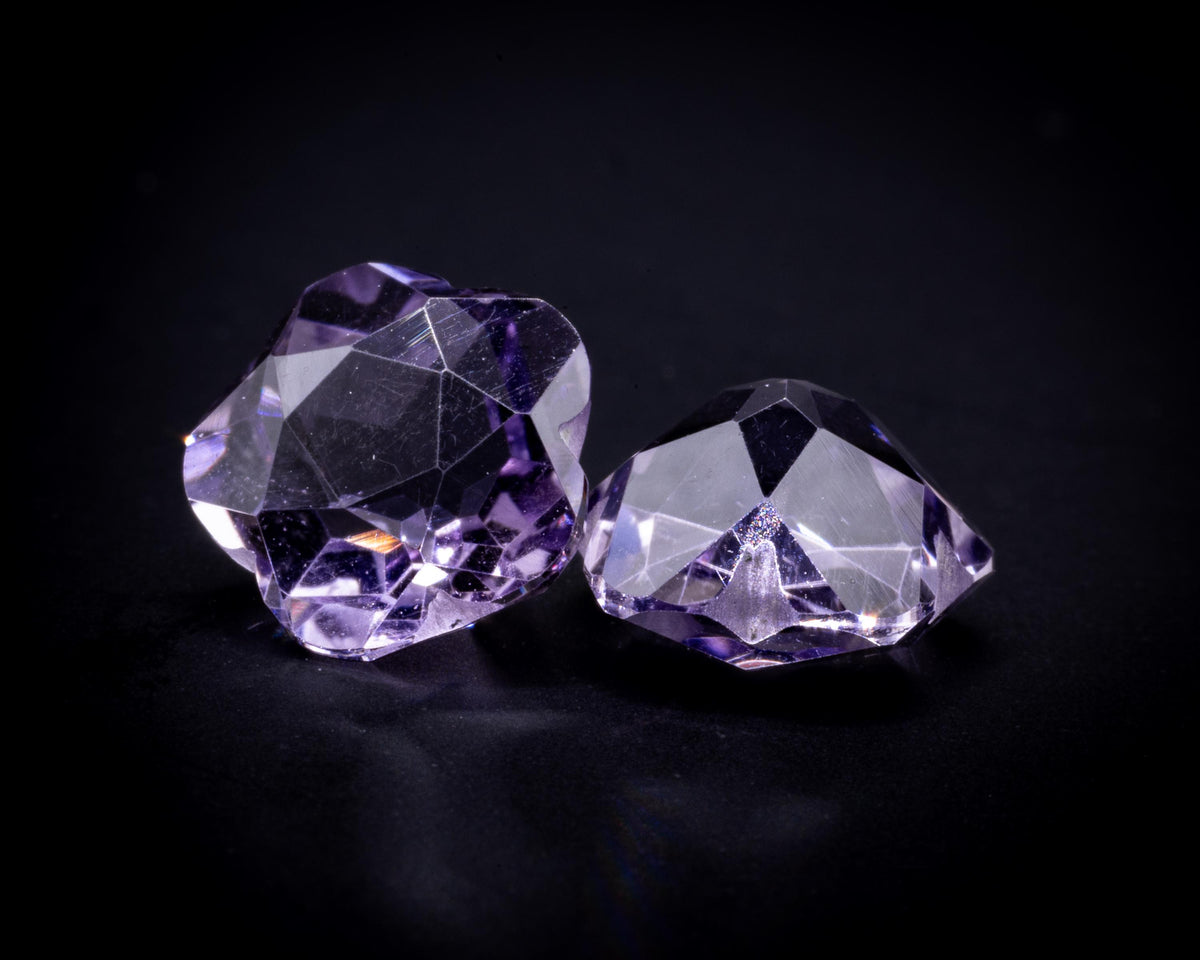 3 ct lavender amethyst matched pair, flower cut, loose, view 2