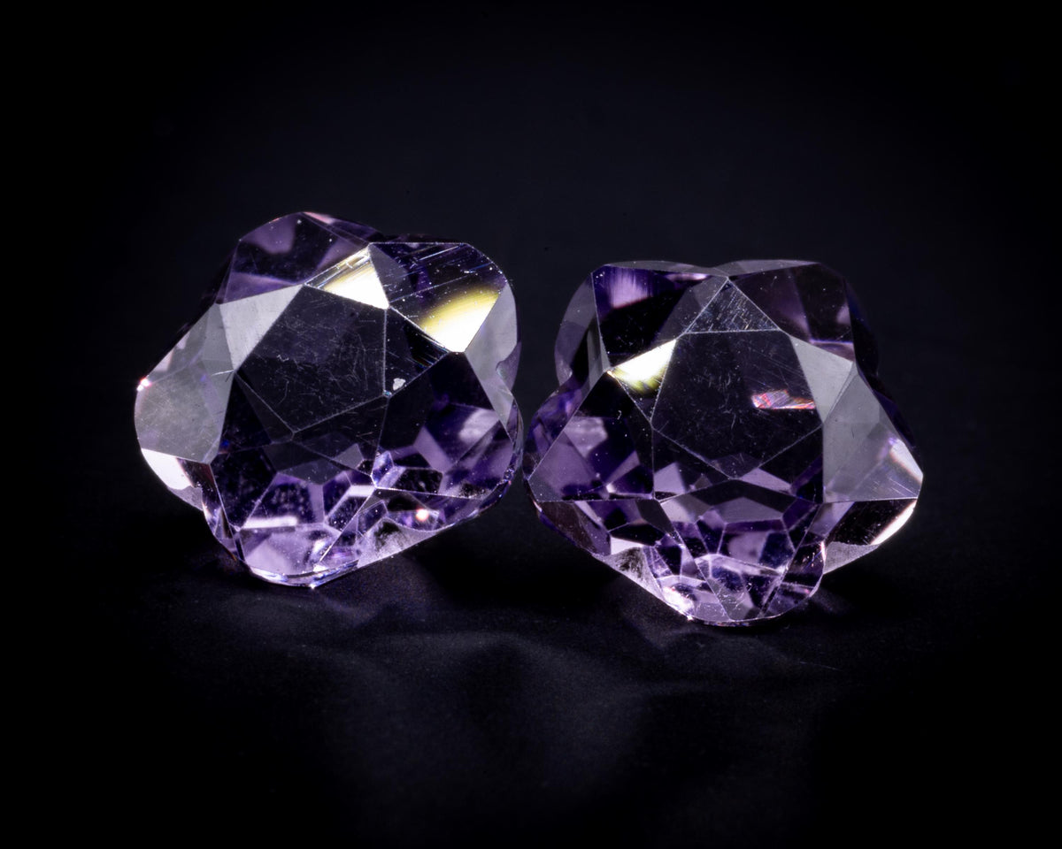 Lavendelfarbenes Amethyst-Paar, 3 ct, Blumenschliff, lose, Ansicht 6