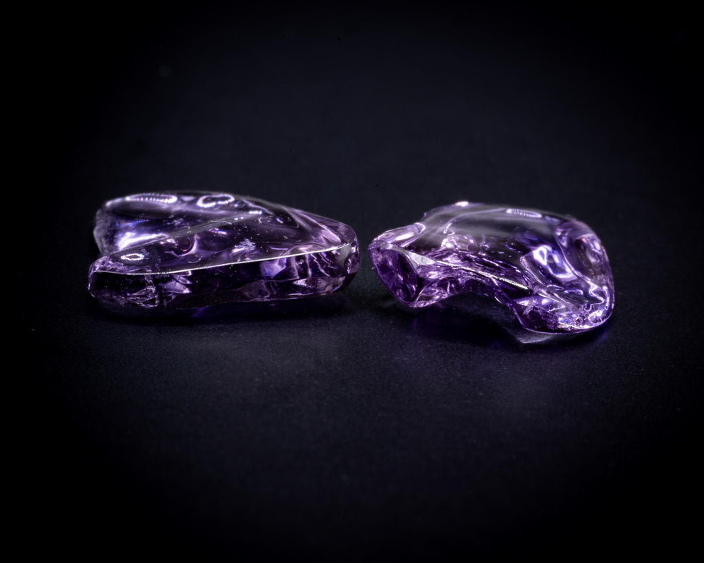 3.08 ct unheated lavender purple Ceylon sapphire pair, tumbled, view 3