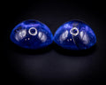 Bleiglasgefülltes blaues Saphir-Cabochon-Paar, 7.90 ct, 9x7 mm oval
