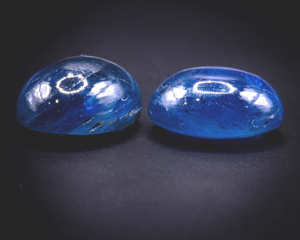 5.93 ct Madagascar blue sapphire cabochon pair, oval, view 2