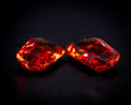 1.55 ct vintage orange sapphire pair, tapered baguettes