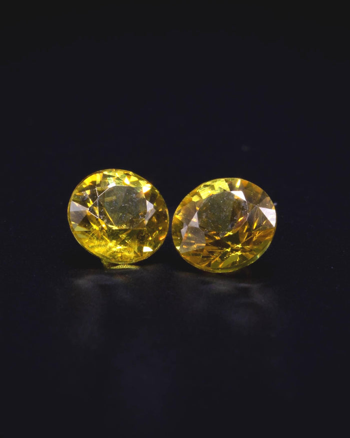 0.65 ct golden yellow sapphire pair, 4 mm rounds