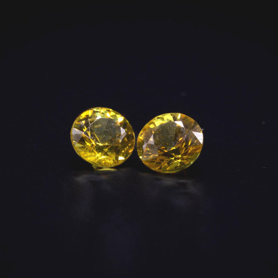 0.65 ct golden yellow sapphire pair, 4 mm rounds