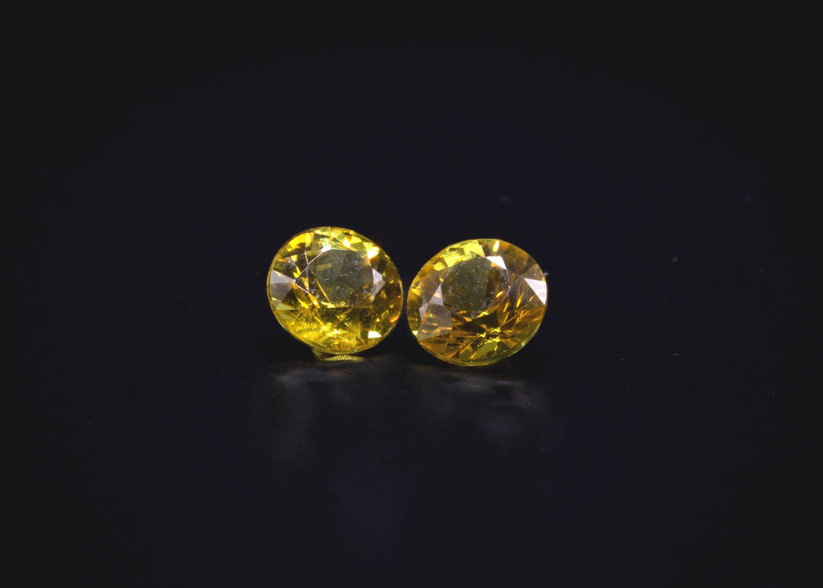 0.65 ct golden yellow sapphire pair, 4 mm rounds