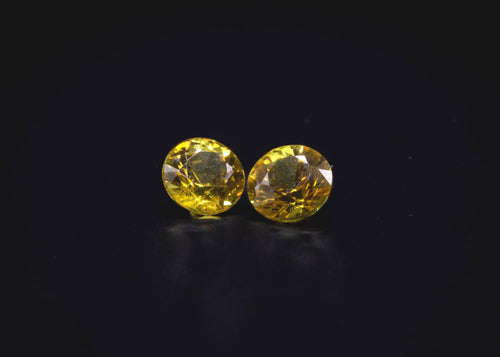0.65 ct golden yellow sapphire pair, 4 mm rounds