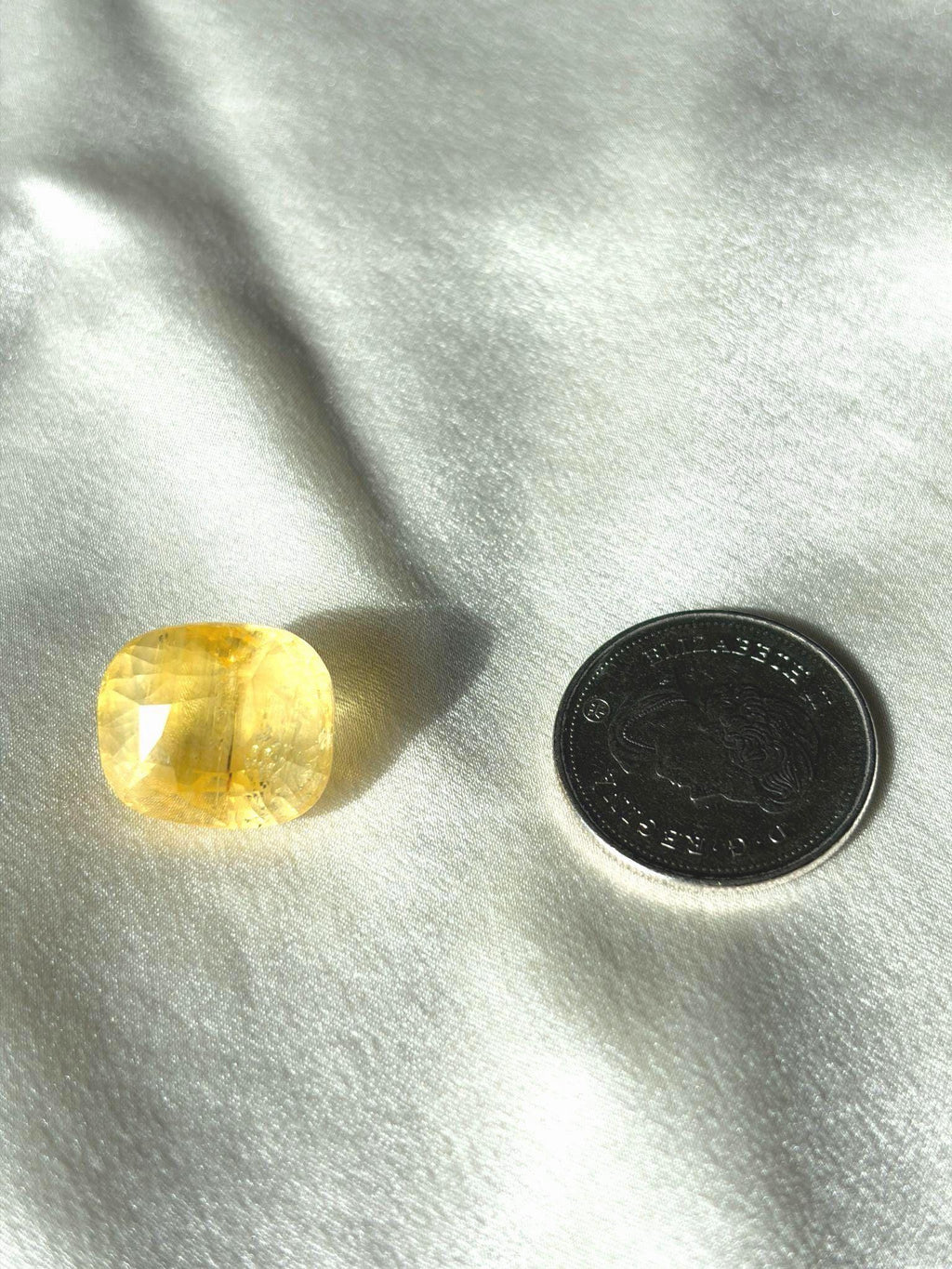 30.47 ct antique unheated Ceylon yellow sapphire, cushion