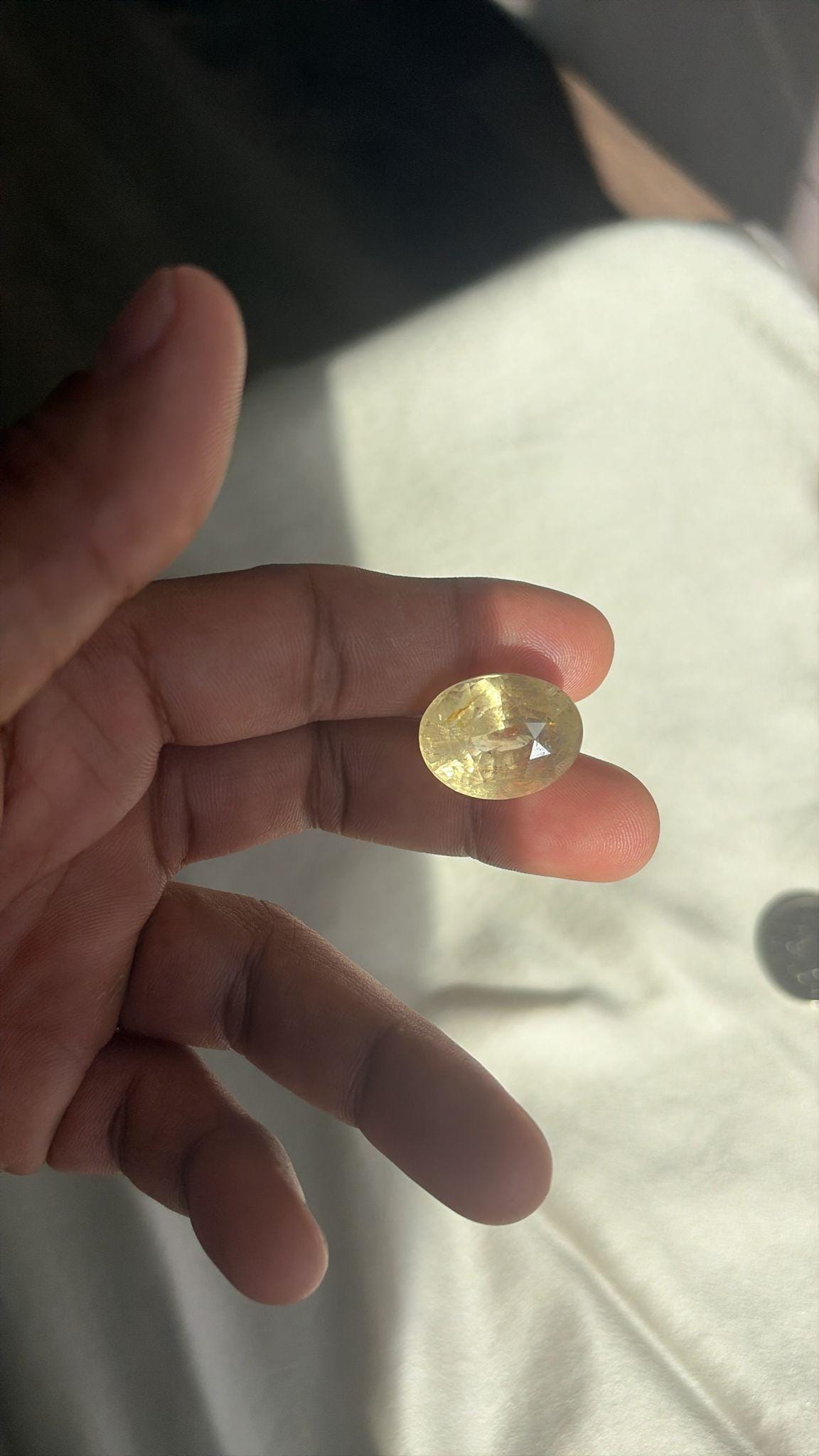 39.42 ct antique unheated Ceylon yellow sapphire, oval, view 5